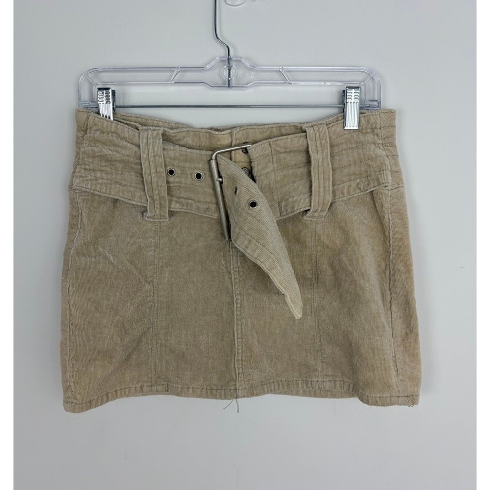 Lazer Jeans Y2k Mini Skirt Corduroy Tan 2000s Belted Low Rise Juniors Size 9